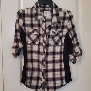 Flannel plaid button up top